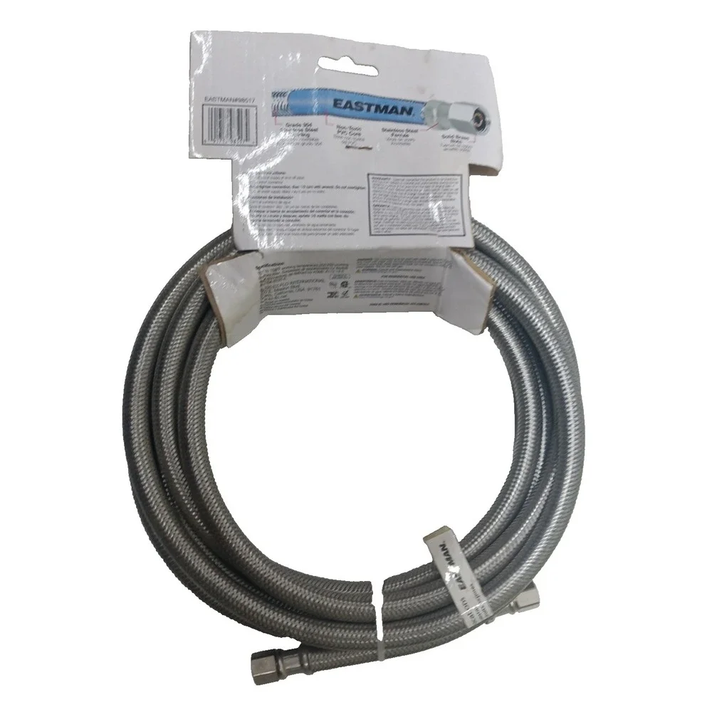 Eastman 10ft x 1/4-in ICEMAKER Compression Stainless Steel Flex Hose  #98517 New